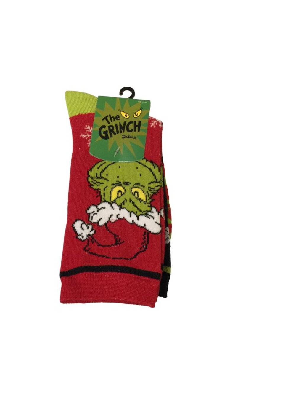 Dr. Seuss The Grinch Men's Crew Socks Size 5-10 Set of 3 How the Grinch Stole